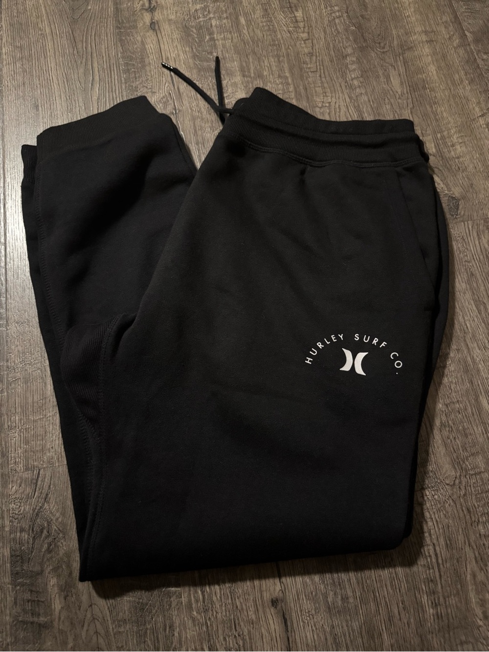 Hurley Men’s Black Jogger Pants Size 2XL Fleece Drawstring Pockets Logo